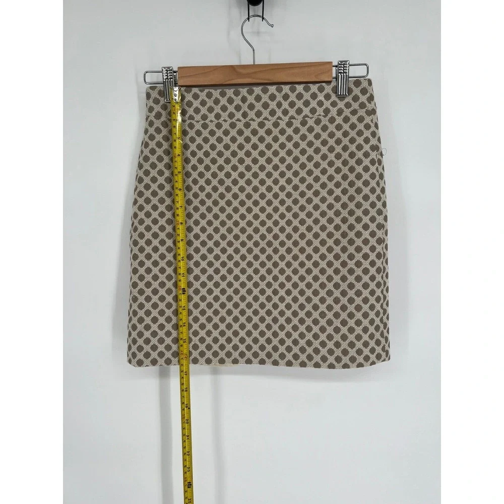 Ann Taylor Loft Woven Mini Skirt - Brown Polka Dot Print,‎ Fitted Lined Sz 0P
